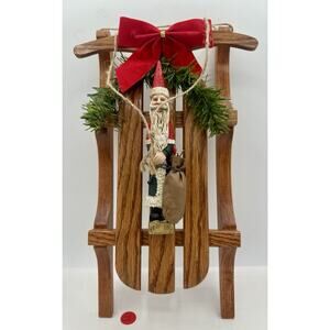 Vintage Merry Christmas Wood Sled Hand Painted 18 X 6.5 Decor Country Cottage